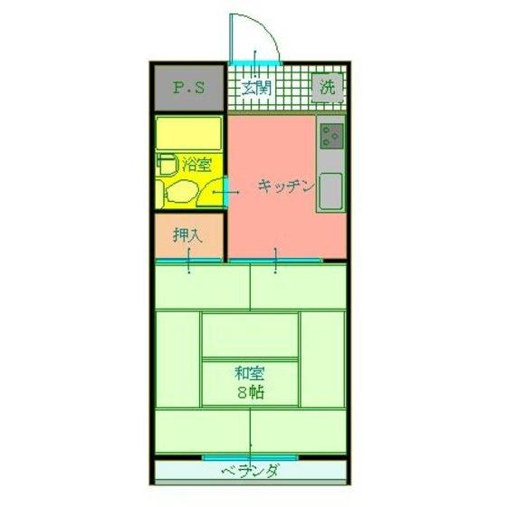 朝菜ハイツ(1K/1階)の間取り写真