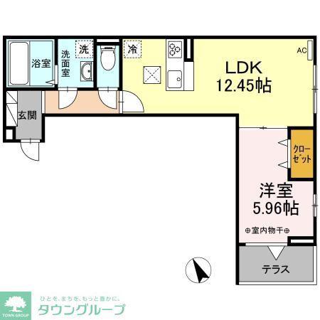 セレスティア四つ木I(1LDK/1階)の間取り写真