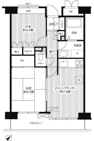 ステラメゾン武蔵小山(2DK/5階)の間取り写真