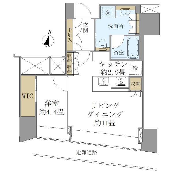BRILLIA TOWER堂島(1LDK/6階)の間取り写真
