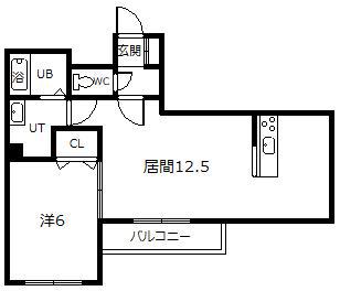 クレストパレス一条通(1LDK/3階)の間取り写真