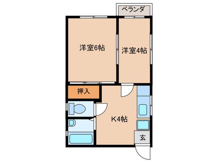 ハイツアサノ(2K/2階)の間取り写真