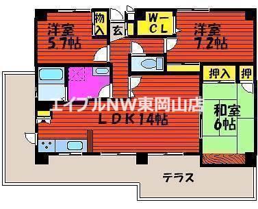 Y・A・F 国富マンション(3LDK/1階)の間取り写真