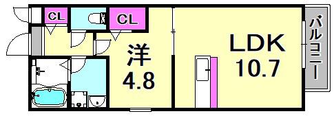 メゾン北杭瀬(1LDK/1階)の間取り写真