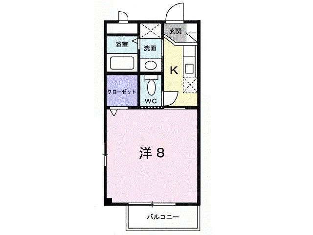 アネックスF(1K/2階)の間取り写真
