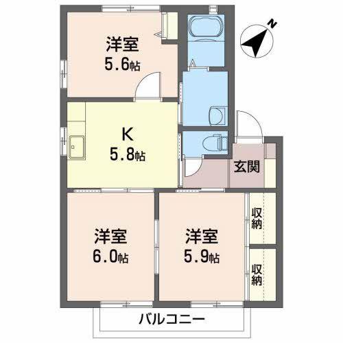 南君ヶ塚パークハウスA(3K/1階)の間取り写真