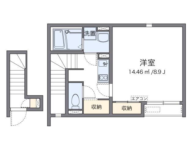 クレイノ向日葵 レジデンス(1K/2階)の間取り写真
