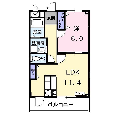 サンシャイン花の木(1LDK/2階)の間取り写真