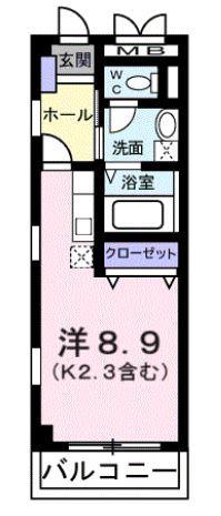 SQUARE三鷹(1K/2階)の間取り写真