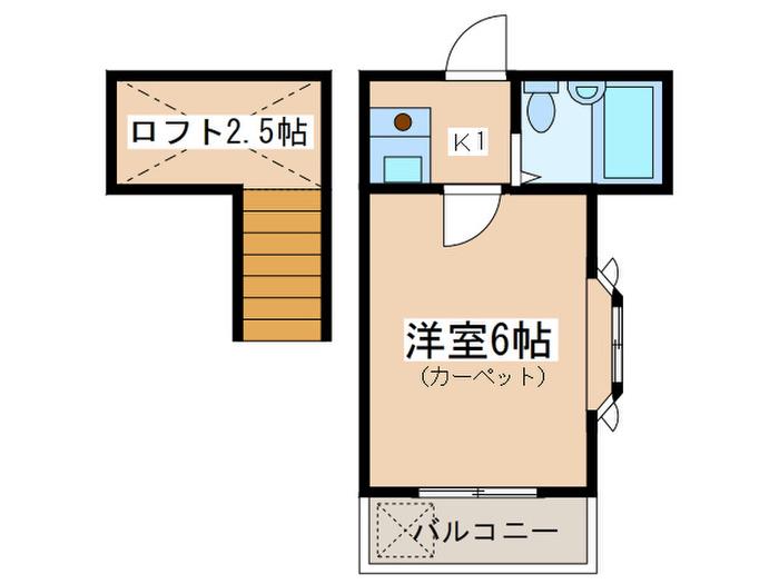 イーストウェル長津田(1K/2階)の間取り写真