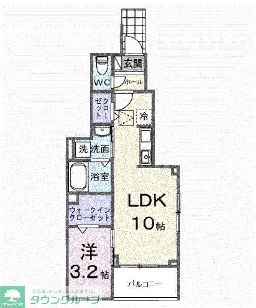 ヒカルサ狭山広瀬台サウス(1LDK/1階)の間取り写真