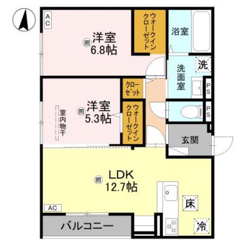 CASA LIBERTY BALANCE THIRD(2LDK/1階)の間取り写真