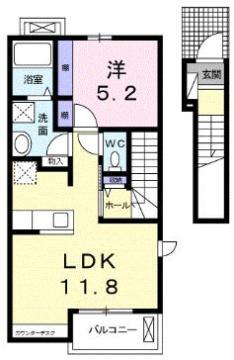 ラ プロスペリテ(1LDK/2階)の間取り写真
