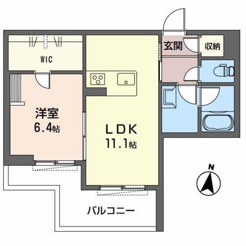 シャーメゾンFUJIMOTOII(1LDK/2階)の間取り写真