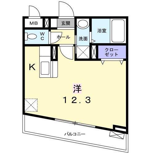 レインボーローズ(1K/2階)の間取り写真