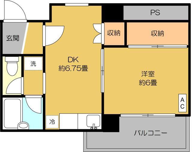 メゾン荒川II(1DK/5階)の間取り写真