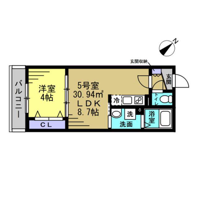 ERIU(1LDK/1階)の間取り写真