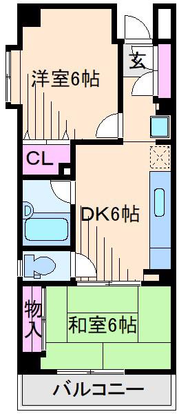 西山第10ビルエルム大倉山(2DK/2階)の間取り写真