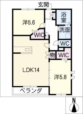 クローバー(2LDK/3階)の間取り写真