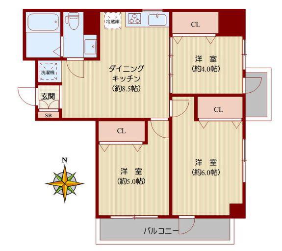 豊島区南大塚3丁目マンション(3DK/1階)の間取り写真