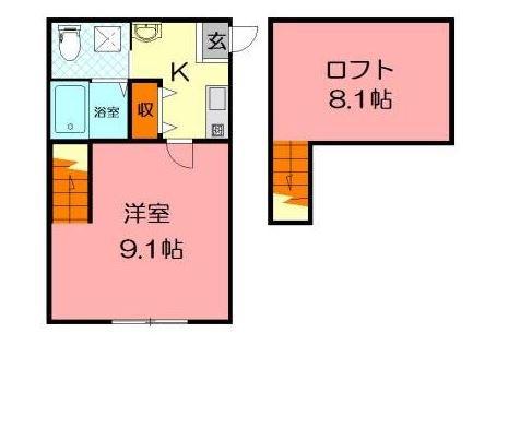 サザンフォレスタ(1K/2階)の間取り写真