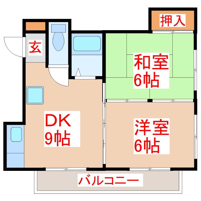 コーポ平田橋(2DK/3階)の間取り写真