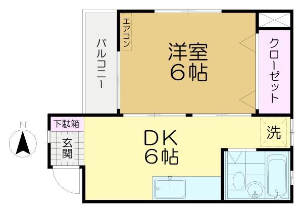 クライナーホーフ(1DK/1階)の間取り写真