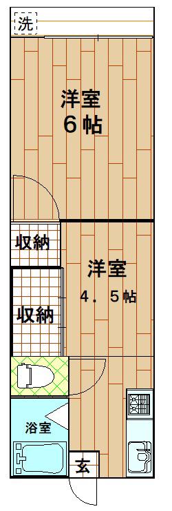 田端コーポ(2K/2階)の間取り写真