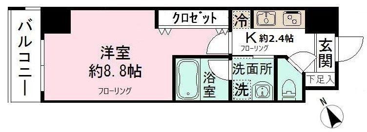 レオセントラルガーデン(1K/4階)の間取り写真