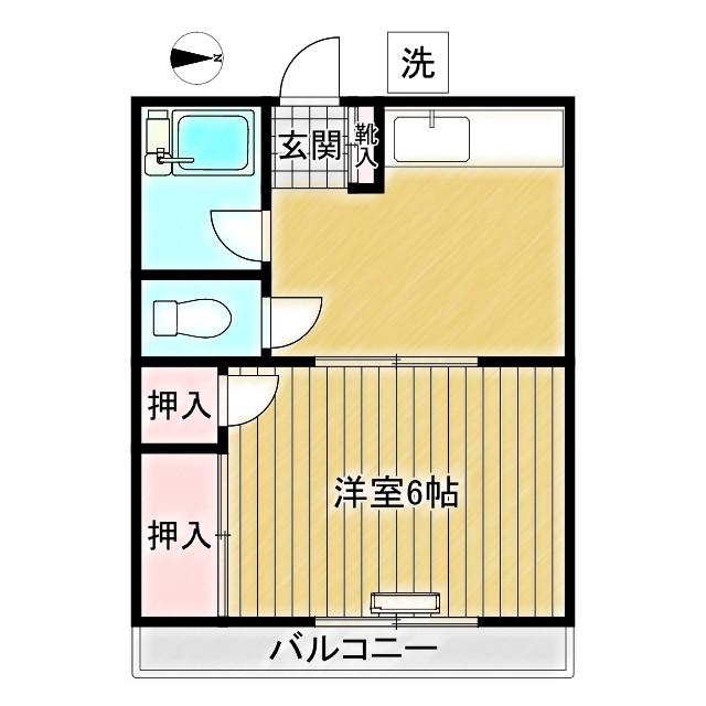 コーポ葉月(1DK/2階)の間取り写真