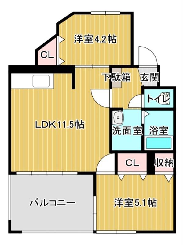 N・スターヒルズマンション(2LDK/1階)の間取り写真