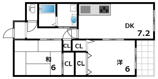 矢島ハイツ(2DK/4階)の間取り写真