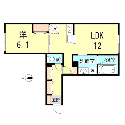 YS COURT II(1LDK/1階)の間取り写真