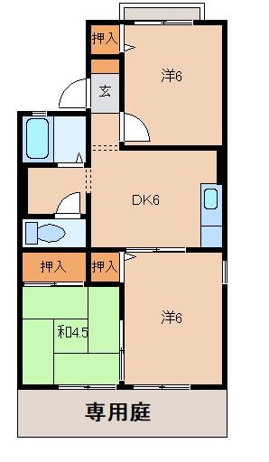 ハイツ彩光(3DK/1階)の間取り写真