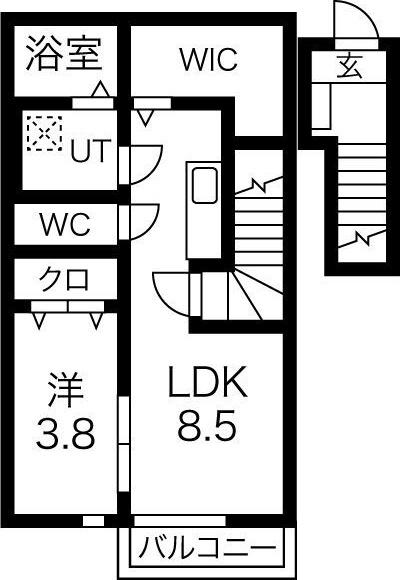 ヴィクトワールさやか(1LDK/2階)の間取り写真