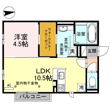 アルトリジェール(1LDK/2階)の間取り写真