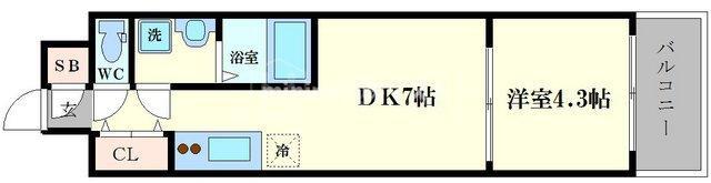 LC九条ガレリア(1DK/4階)の間取り写真