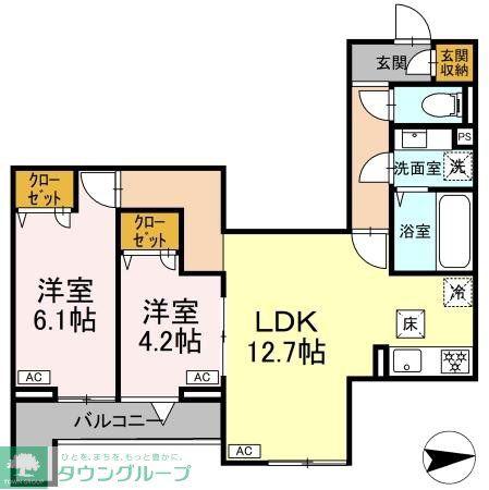 オルテンシア(2LDK/1階)の間取り写真