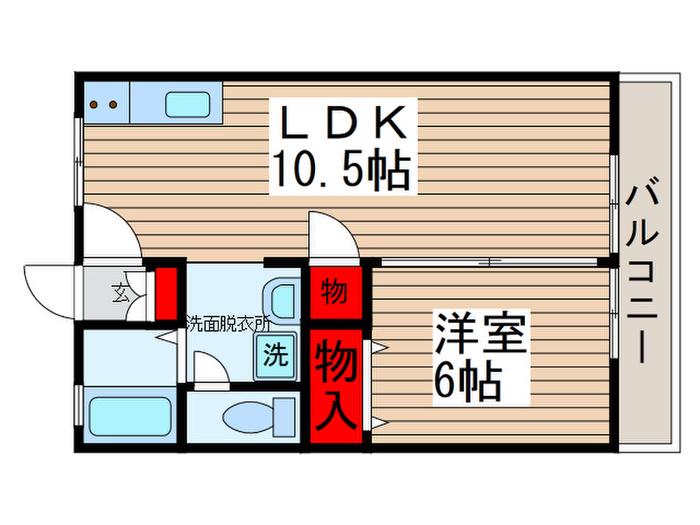 レマンハイツおゆみ野(1LDK/2階)の間取り写真
