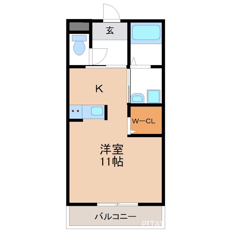 ジュネス徳次N(1K/2階)の間取り写真