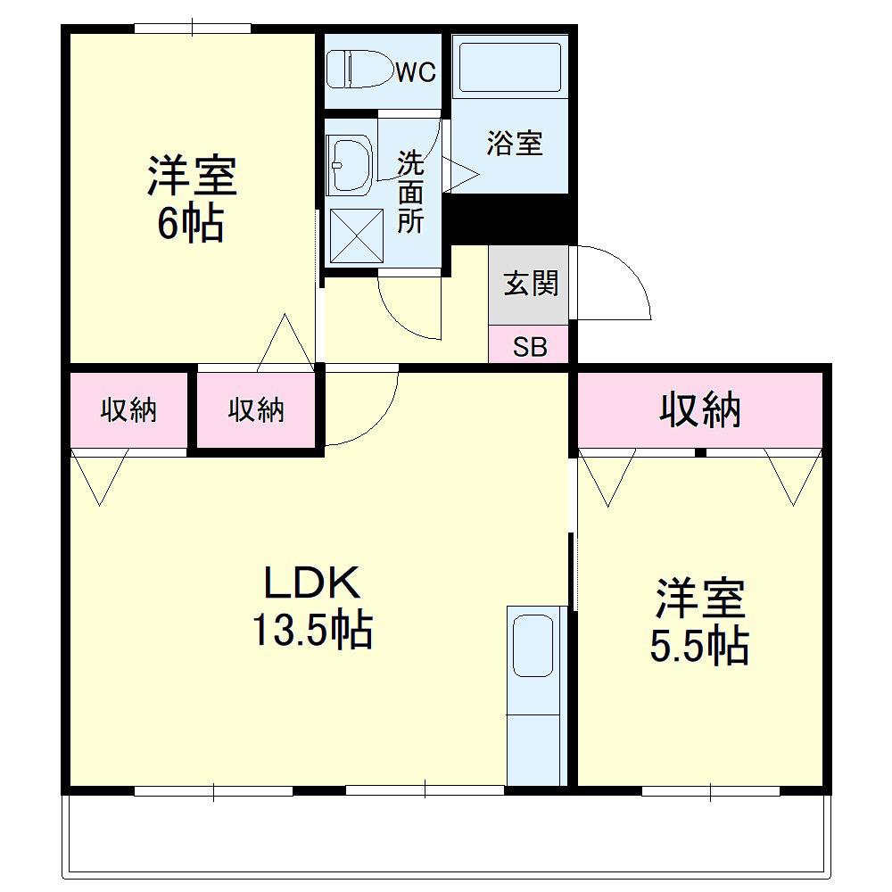 豊田ヒルズ(2LDK/4階)の間取り写真