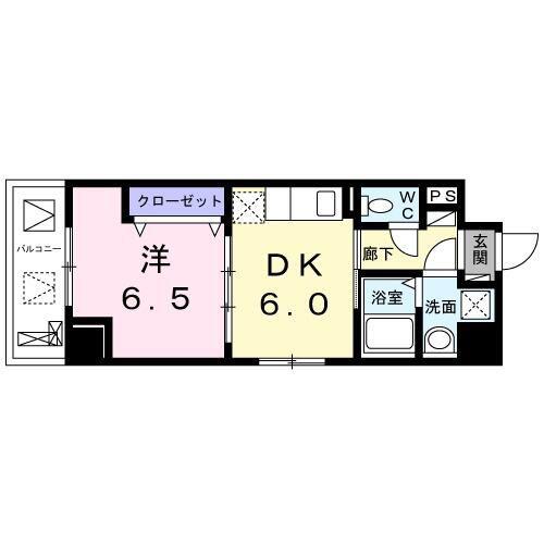 HI-ROSY川口(1DK/5階)の間取り写真