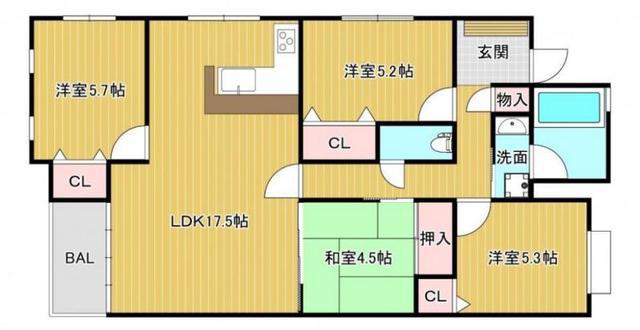 ラフォーレ室見(4LDK/4階)の間取り写真