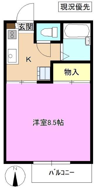 ディアスさくらN(1K/2階)の間取り写真
