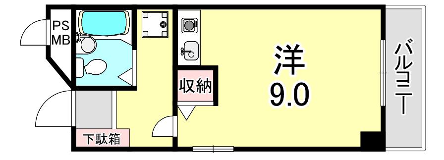 マルキュウビル(ワンルーム/2階)の間取り写真