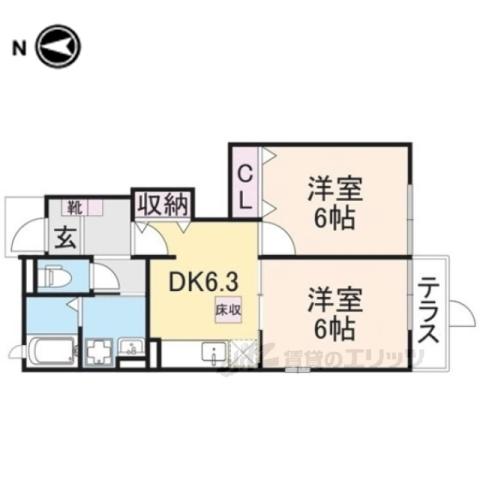 ミニョンストリート1(2DK/1階)の間取り写真