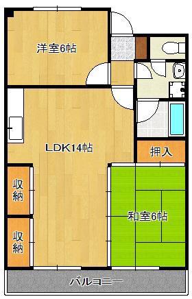 小倉南センタービル(2LDK/3階)の間取り写真