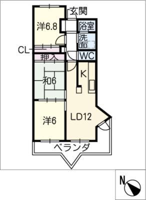 サンコート有松(3LDK/2階)の間取り写真
