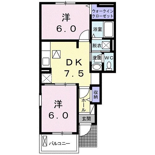 CAROLINE III(2DK/1階)の間取り写真