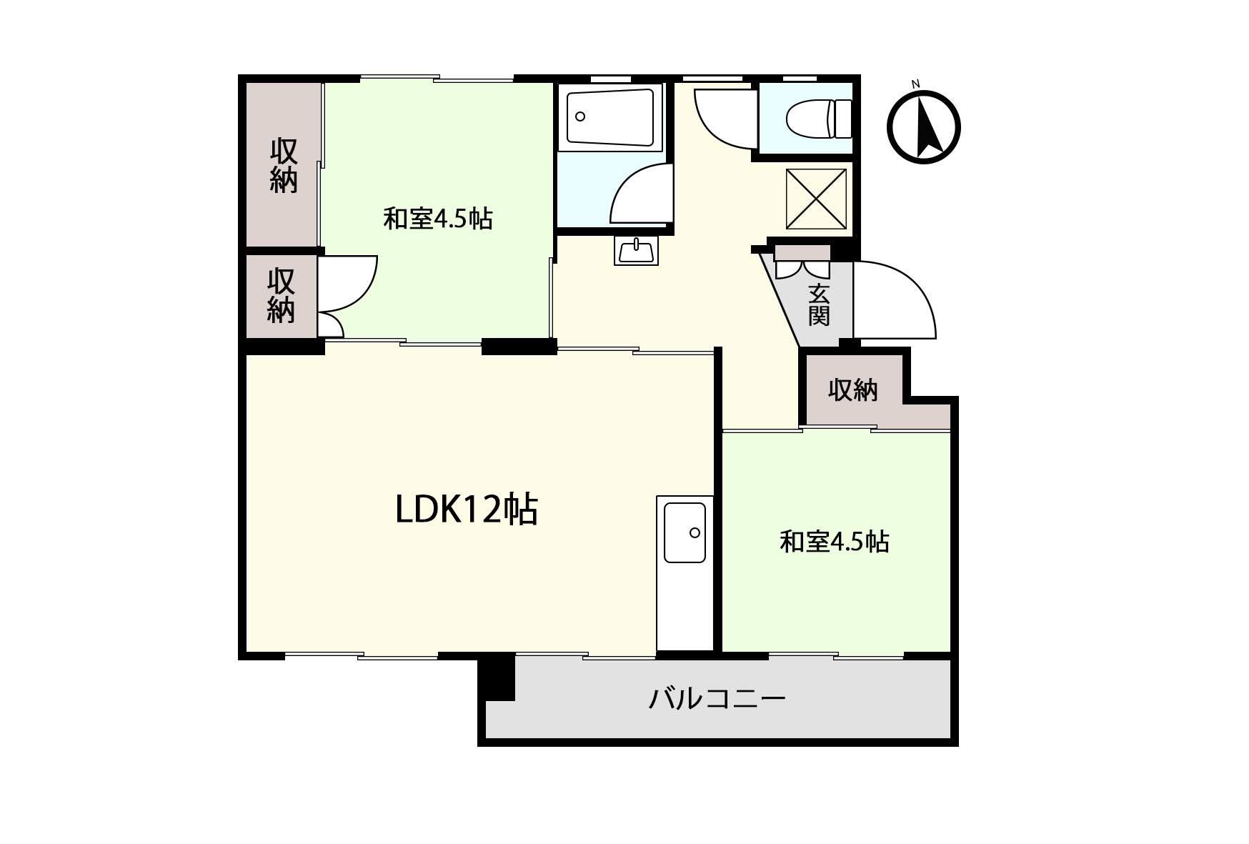アシスト第5青森マンション(2LDK/1階)の間取り写真